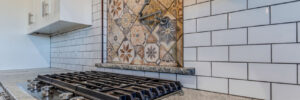 tile backsplash in luxury kitchen above countertop