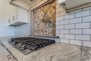 tile backsplash in luxury kitchen above countertop