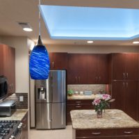 Crisp clean lines and warm colors come alive with the stunning LED color light display up in the skylight. The colors up in the skylight are ever-changing from one soft color to another.