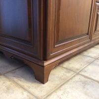 Detail shot of the custom routed toe-kick valances